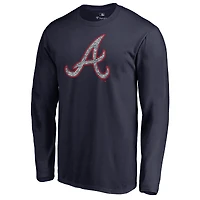 Men's Navy Atlanta Braves Static Logo Long Sleeve T-Shirt