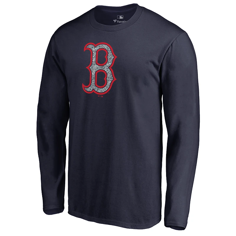 Men's Navy Boston Red Sox Static Logo Long Sleeve T-Shirt