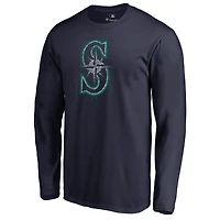 Men's Navy Seattle Mariners Static Logo Long Sleeve T-Shirt