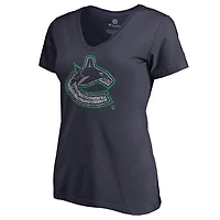 Women's Navy Vancouver Canucks Static Logo V-Neck T-Shirt