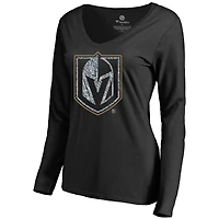 Women's Black Vegas Golden Knights Static Logo Long Sleeve V-Neck T-Shirt