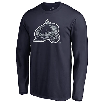 Men's Navy Colorado Avalanche Static Logo Long Sleeve T-Shirt