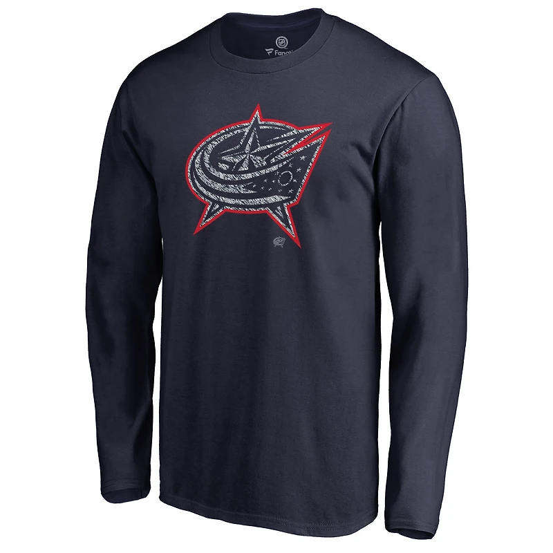 Men's Navy Columbus Blue Jackets Static Logo Long Sleeve T-Shirt