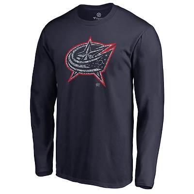 Men's Navy Columbus Blue Jackets Static Logo Long Sleeve T-Shirt