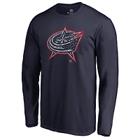 Men's Navy Columbus Blue Jackets Static Logo Long Sleeve T-Shirt