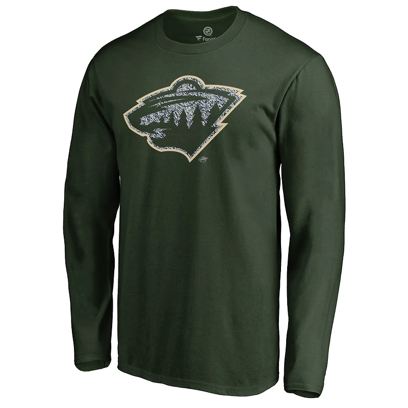 Men's Green Minnesota Wild Static Logo Long Sleeve T-Shirt