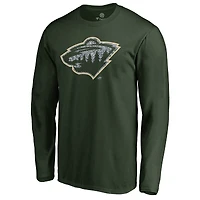 Men's Green Minnesota Wild Static Logo Long Sleeve T-Shirt