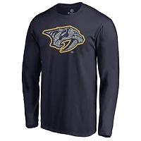 Men's Navy Nashville Predators Static Logo Long Sleeve T-Shirt