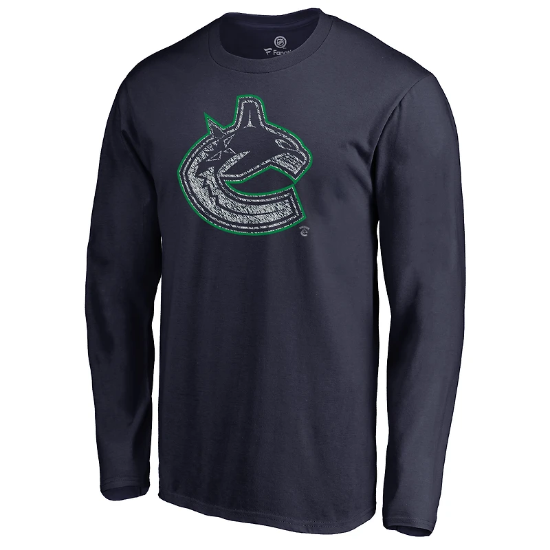 Men's Navy Vancouver Canucks Static Logo Long Sleeve T-Shirt