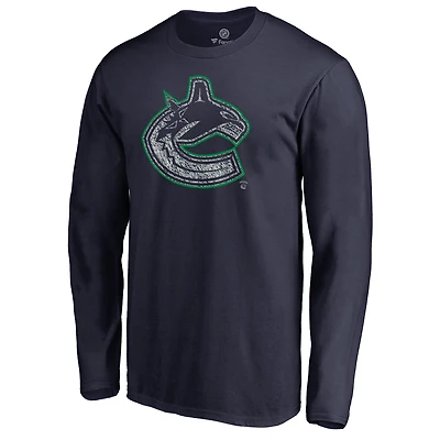 Men's Navy Vancouver Canucks Static Logo Long Sleeve T-Shirt