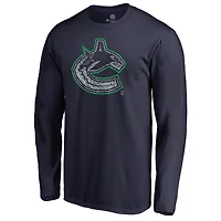 Men's Navy Vancouver Canucks Static Logo Long Sleeve T-Shirt