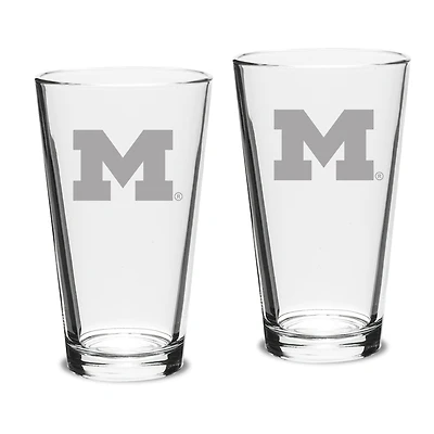 Michigan Wolverines Set of 2 Pub Mixing Glasses