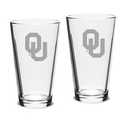 Oklahoma Sooners Set of 2 Pub Mixing Glasses