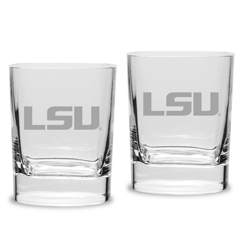 LSU Tigers Set of 2 Square Double Old Fashioned Glasses