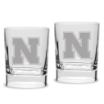 Nebraska Huskers Set of 2 Square Double Old Fashioned Glasses
