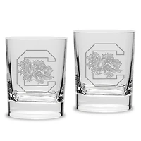 South Carolina Gamecocks Set of 2 Square Double Old Fashioned Glasses