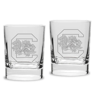 South Carolina Gamecocks Set of 2 Square Double Old Fashioned Glasses