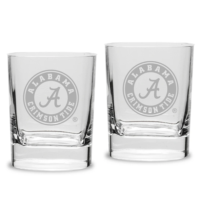 Alabama Crimson Tide Set of 2 Square Double Old Fashioned Glasses