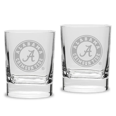 Alabama Crimson Tide Set of 2 Square Double Old Fashioned Glasses