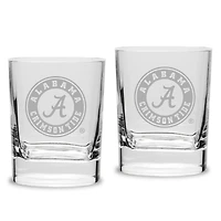 Alabama Crimson Tide Set of 2 Square Double Old Fashioned Glasses