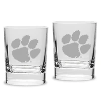 Clemson Tigers Set of 2 Square Double Old Fashioned Glasses