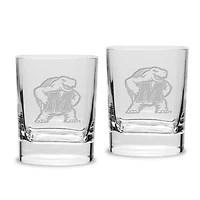 Maryland Terrapins Set of 2 Square Double Old Fashioned Glasses