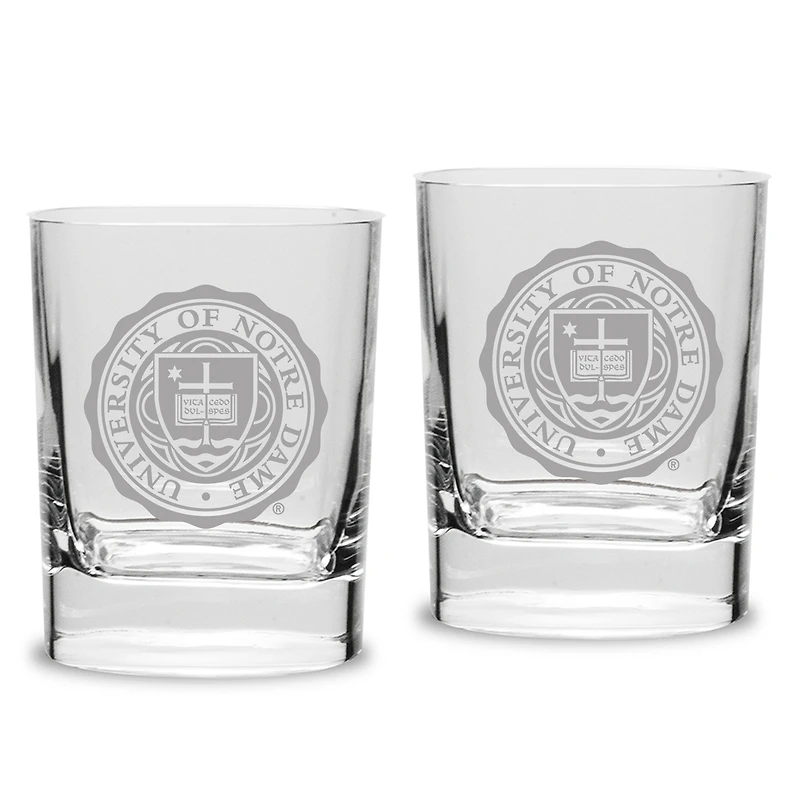 Notre Dame Fighting Irish Set of 2 Seal Square Double Old Fashioned Glasses