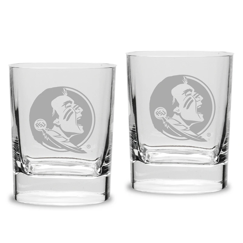 Florida State Seminoles Set of 2 Square Double Old Fashioned Glasses