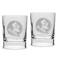 Florida State Seminoles Set of 2 Square Double Old Fashioned Glasses