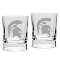 Michigan State Spartans Set of 2 Square Double Old Fashioned Glasses