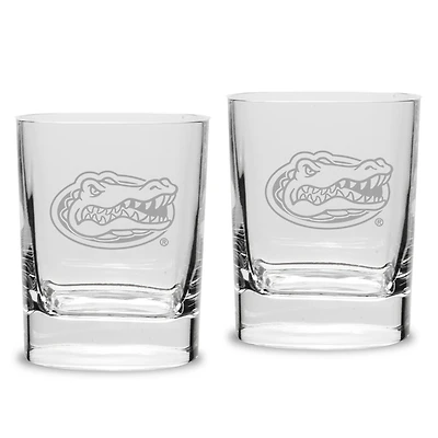 Florida Gators Set of 2 Square Double Old Fashioned Glasses