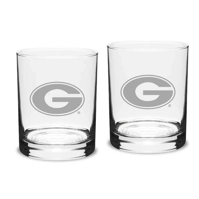 Georgia Bulldogs Set of 2 Traditional Double Old Fashioned Glasses