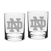 Notre Dame Fighting Irish Set of 2 Logo Traditional Double Old Fashioned Glasses