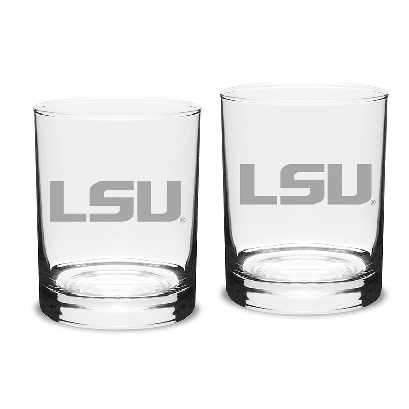 LSU Tigers Set of 2 Traditional Double Old Fashioned Glasses