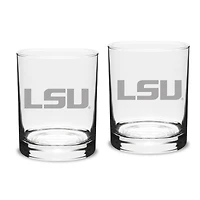 LSU Tigers Set of 2 Traditional Double Old Fashioned Glasses