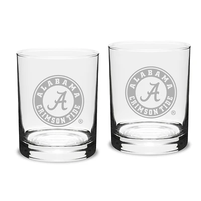 Alabama Crimson Tide Set of 2 Traditional Double Old Fashioned Glasses