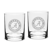 Alabama Crimson Tide Set of 2 Traditional Double Old Fashioned Glasses