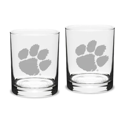 Clemson Tigers Set of 2 Traditional Double Old Fashioned Glasses