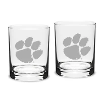 Clemson Tigers Set of 2 Traditional Double Old Fashioned Glasses