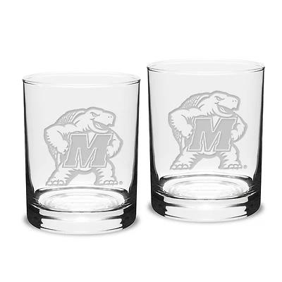 Maryland Terrapins Set of 2 Traditional Double Old Fashioned Glasses