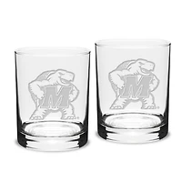 Maryland Terrapins Set of 2 Traditional Double Old Fashioned Glasses