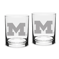 Michigan Wolverines Set of 2 Traditional Double Old Fashioned Glasses