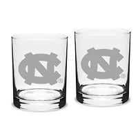 North Carolina Tar Heels Set of 2 Traditional Double Old Fashioned Glasses
