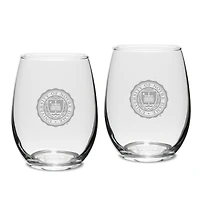 Notre Dame Fighting Irish Set of 2 Deep Etched Engraved Seal Stemless Wine Glasses
