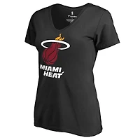 Women's Black Miami Heat Primary Logo V-Neck T-Shirt