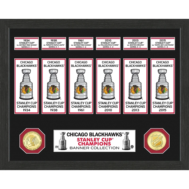 Highland Mint Chicago Blackhawks 15" x 12" Stanley Cup Banner Collection Photo Mint