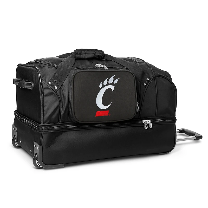 MOJO Cincinnati Bearcats Black 27'' 2-Wheel Drop Bottom Rolling Duffel Bag