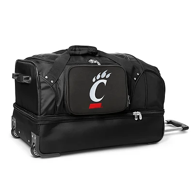 MOJO Cincinnati Bearcats Black 27'' 2-Wheel Drop Bottom Rolling Duffel Bag