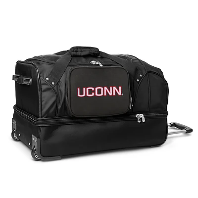 MOJO UConn Huskies Black 27'' 2-Wheel Drop Bottom Rolling Duffel Bag
