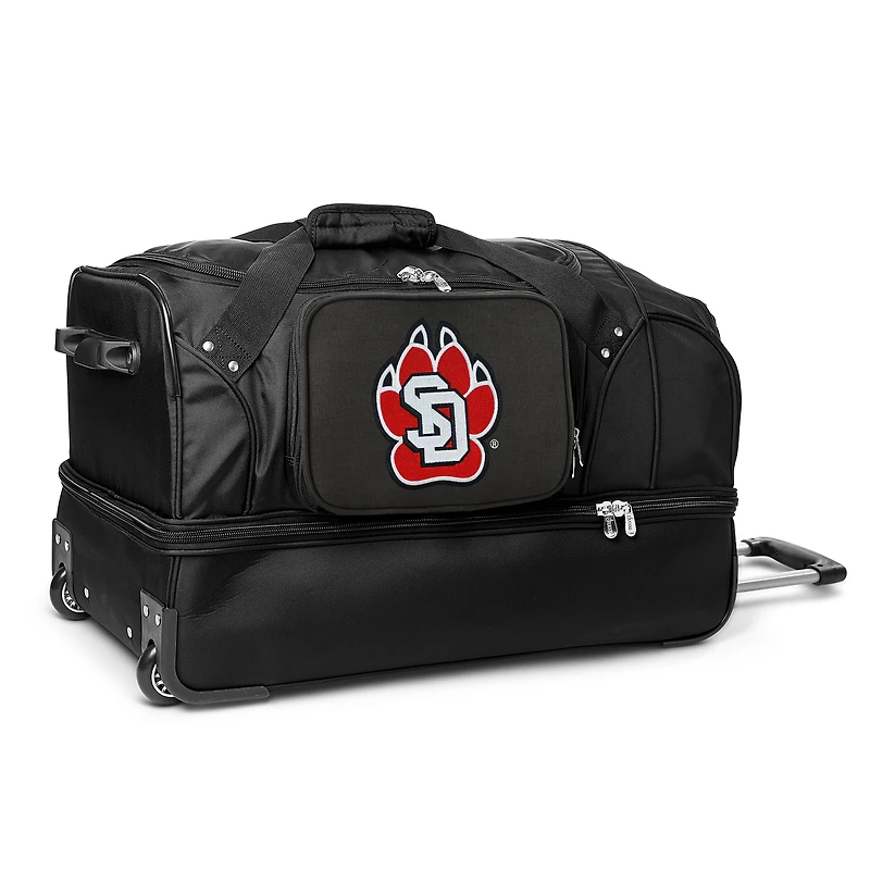 MOJO South Dakota Coyotes Black 27'' 2-Wheel Drop Bottom Rolling Duffel Bag
